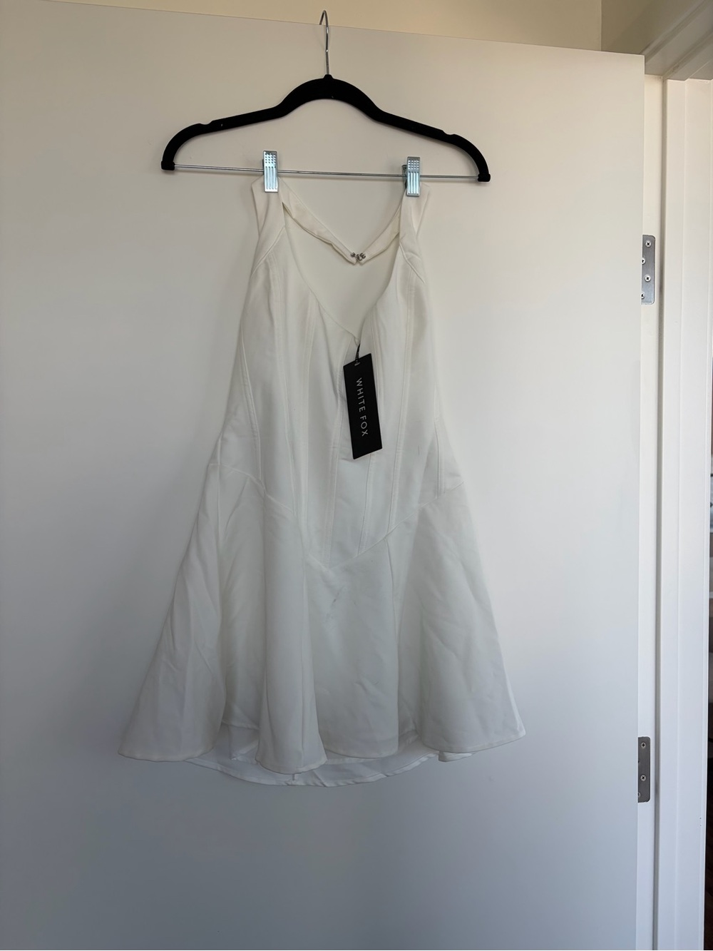 White Fox Boutique White A-Line Halter Mini Dress